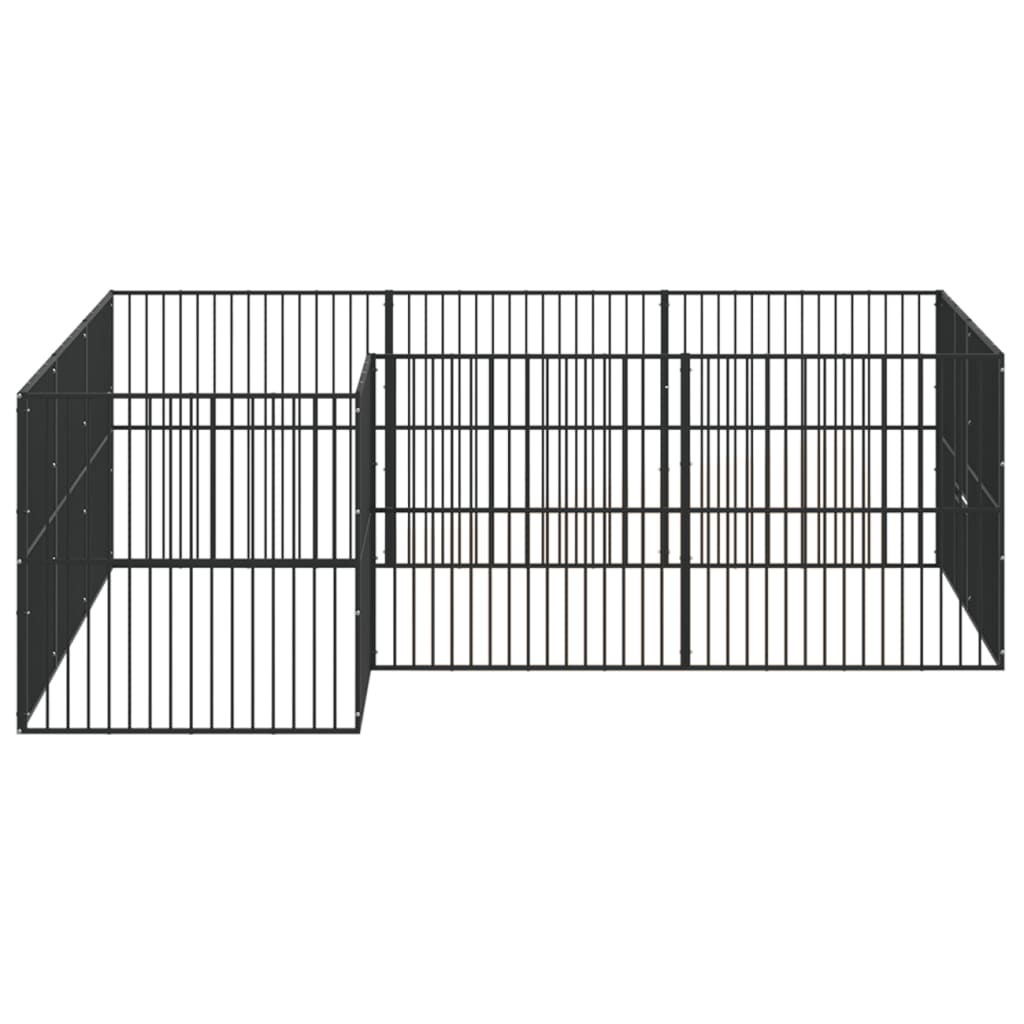 Box per Cani 12 Pannelli Nero Acciaio Zincato 3209558