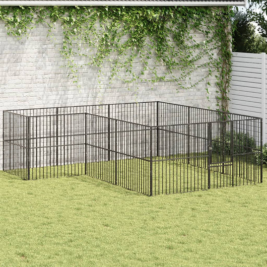 Box per Cani 12 Pannelli Nero Acciaio Zincato 3209558