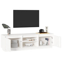 Mobile Porta TV Bianco 140x35x40 cm in Legno Massello di Pinocod mxl 85632