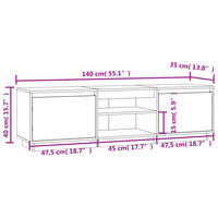 Mobile Porta TV Nero 140x35x40 cm in Legno Massello di Pino 840414