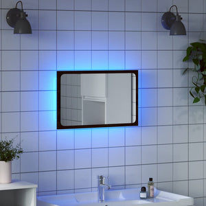 Specchio da Bagno LED Rovere Marrone 60x8,5x38 cm in Truciolato 834929