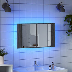 Armadietto a Specchio con LED Grigio Sonoma 80x12x45cm Acrilico 834952