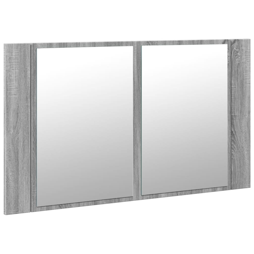 Armadietto a Specchio con LED Grigio Sonoma 80x12x45cm Acrilico 834952