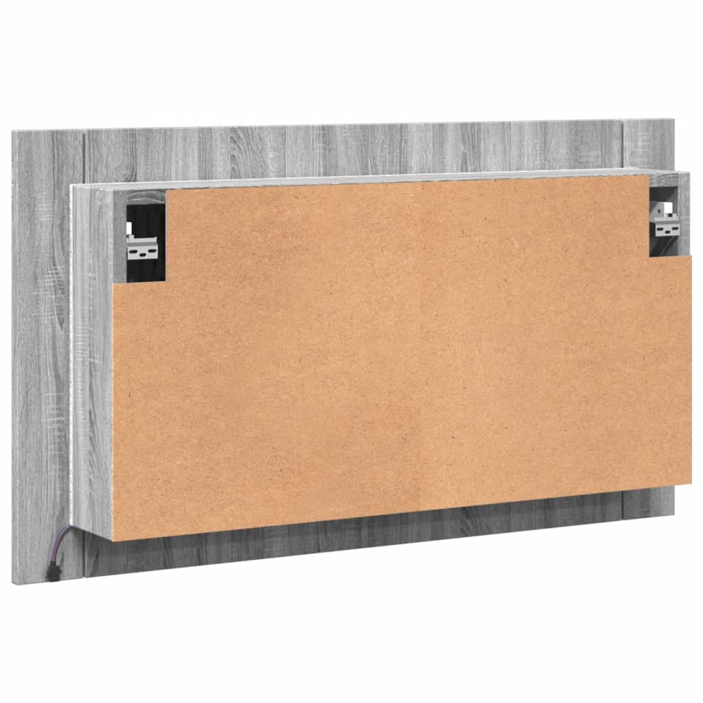 Armadietto a Specchio con LED Grigio Sonoma 80x12x45cm Acrilico 834952