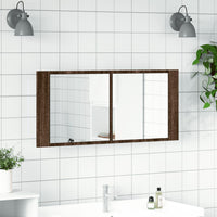 Armadietto Specchio con LED da Bagno Rovere Marrone 100x12x45cm 834961