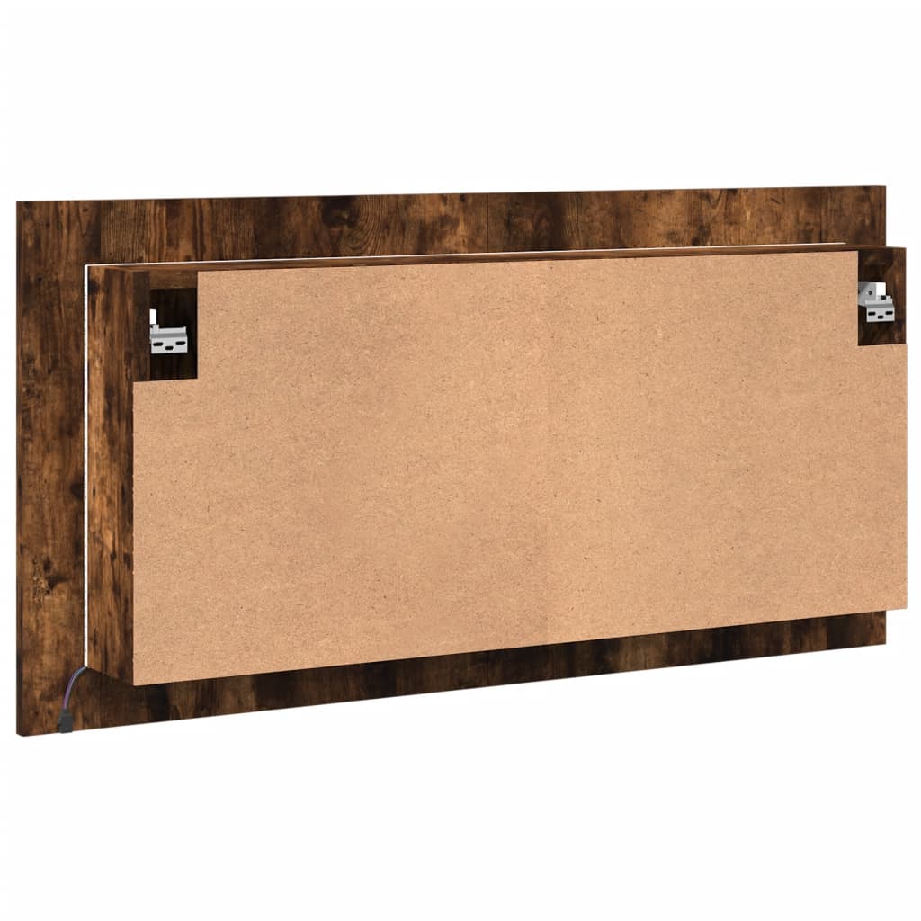 Armadietto a Specchio con LED Rovere Fumo 90x12x45cm Acrilico 834967