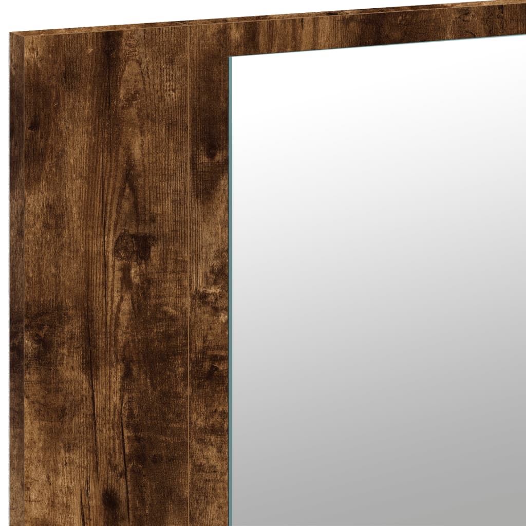 Armadietto a Specchio con LED Rovere Fumo 90x12x45cm Acrilico 834967