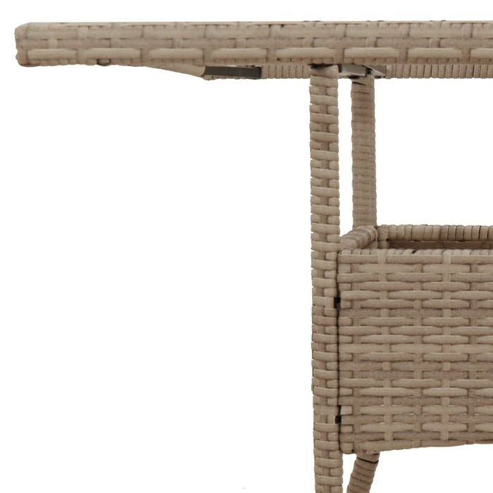 Tavolo da Giardino con Piano Vetro Beige 80x80x75 cm Polyrattan 365523