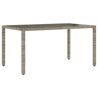 Tavolo da Giardino Piano in Vetro Grigio 150x90x75cm Polyrattancod mxl 113626