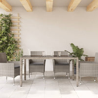 Tavolo da Giardino Piano in Vetro Grigio 150x90x75cm Polyrattancod mxl 113626