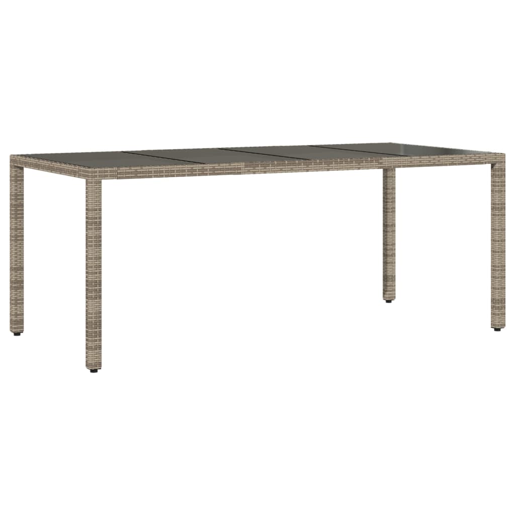 Tavolo da Giardino Piano in Vetro Grigio 190x90x75cm Polyrattancod mxl 89622