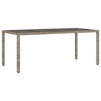 Tavolo da Giardino Piano in Vetro Grigio 190x90x75cm Polyrattancod mxl 89622