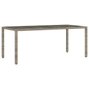 Tavolo da Giardino Piano in Vetro Grigio 190x90x75cm Polyrattancod mxl 89622