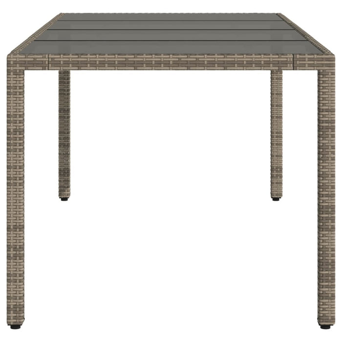 Tavolo da Giardino Piano in Vetro Grigio 190x90x75cm Polyrattan 365538