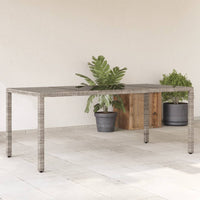 Tavolo da Giardino Piano in Vetro Grigio 190x90x75cm Polyrattancod mxl 89622