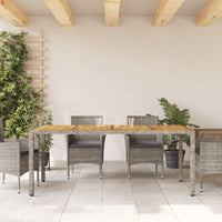 Tavolo Giardino Piano Legno Acacia Grigio 190x90x75 Polyrattan 365542