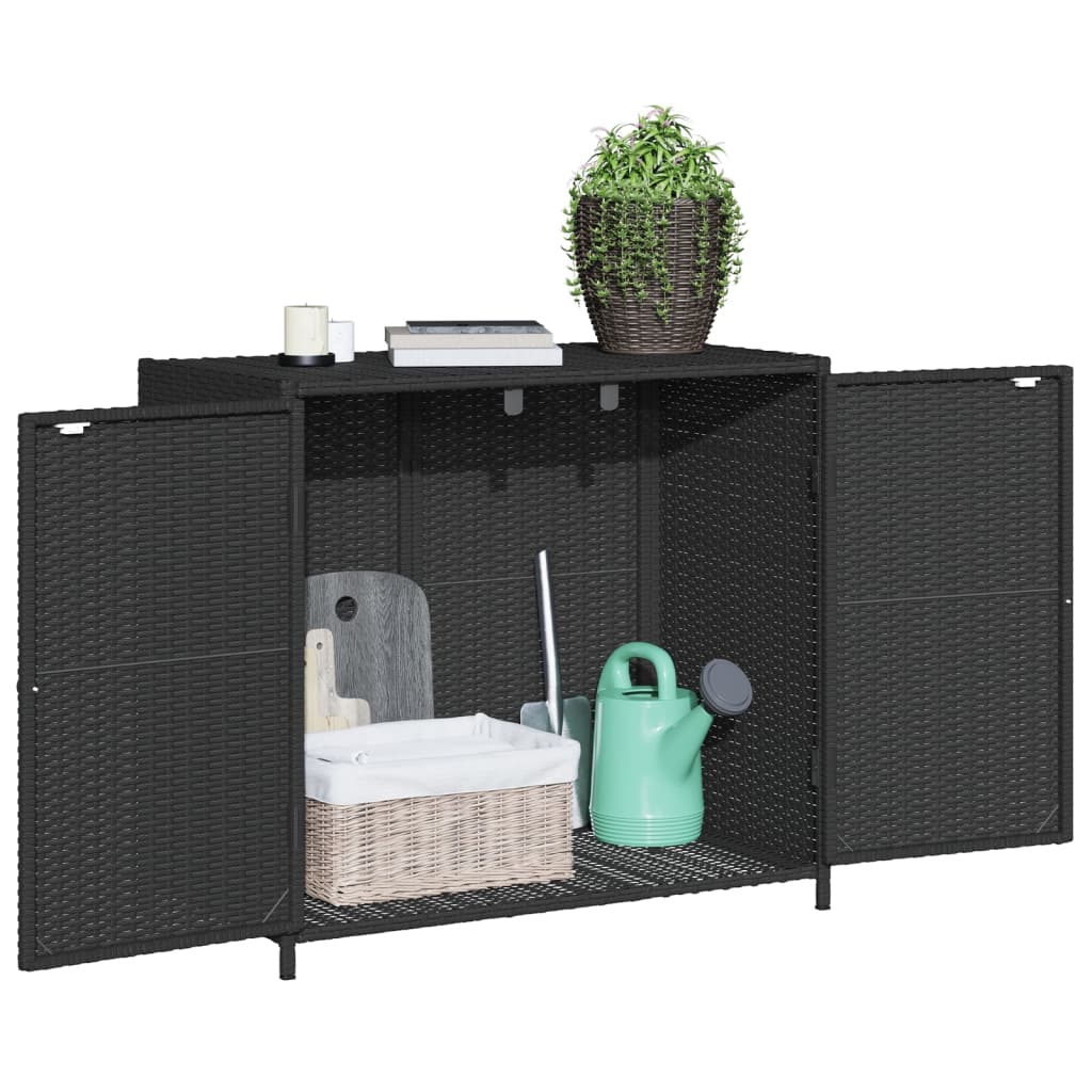 Armadietto Portaoggetti da Giardino Nero 83x45x76 cm Polyrattan 365543