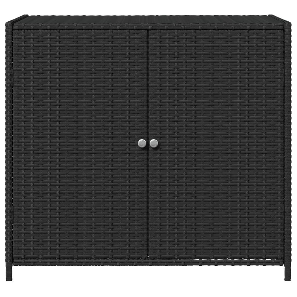 Armadietto Portaoggetti da Giardino Nero 83x45x76 cm Polyrattan 365543