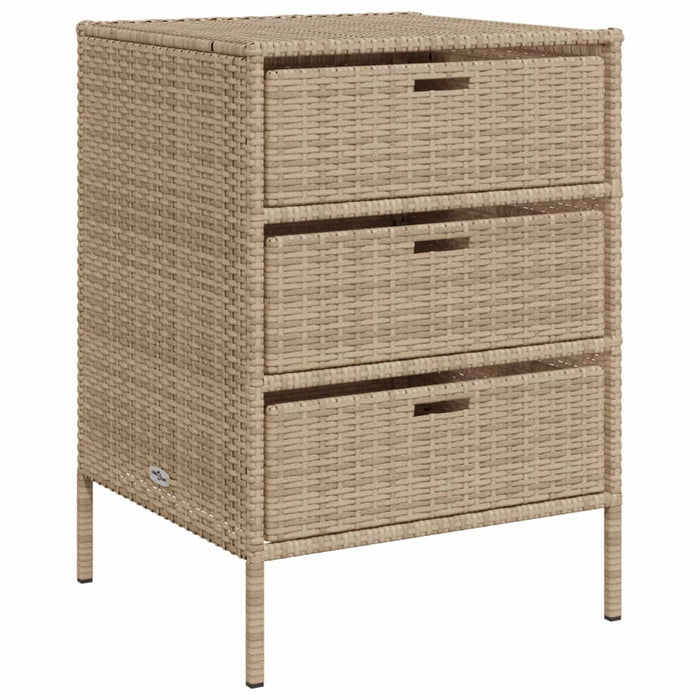 Armadietto Portaoggetti da Giardino Beige 55x59x80cm Polyrattan 365554