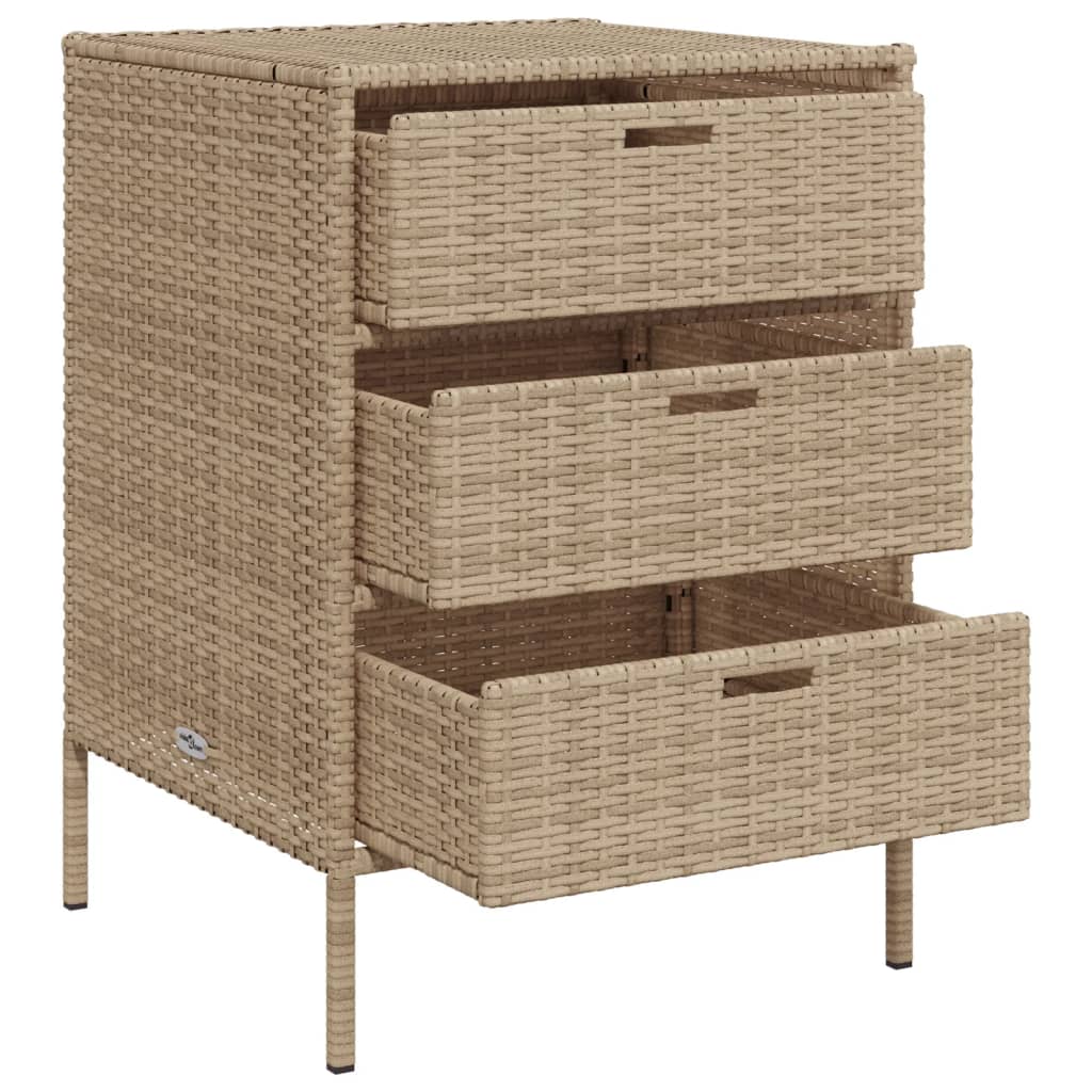 Armadietto Portaoggetti da Giardino Beige 55x59x80cm Polyrattan 365554