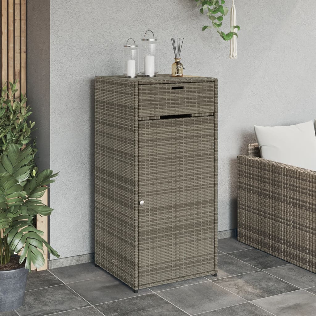 Armadietto Portaoggetti Giardino Grigio 55x55x111cm Polyrattan 365561