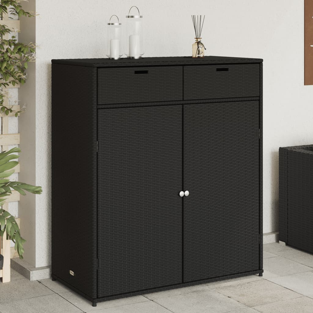 Armadietto Portaoggetti Giardino Nero 105x55x113cm Polyrattancod mxl 134547