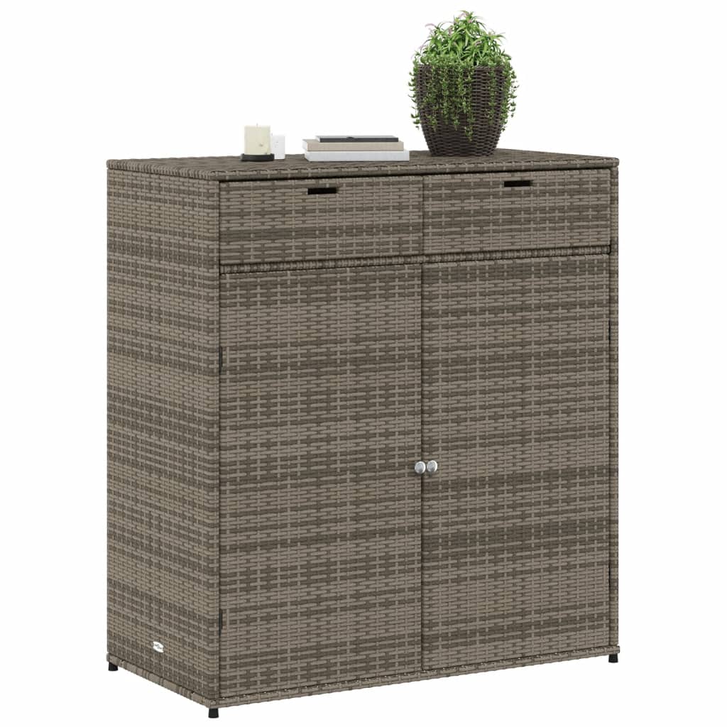 Armadietto Portaoggetti Giardino Grigio 105x55x113cm Polyrattan 365565