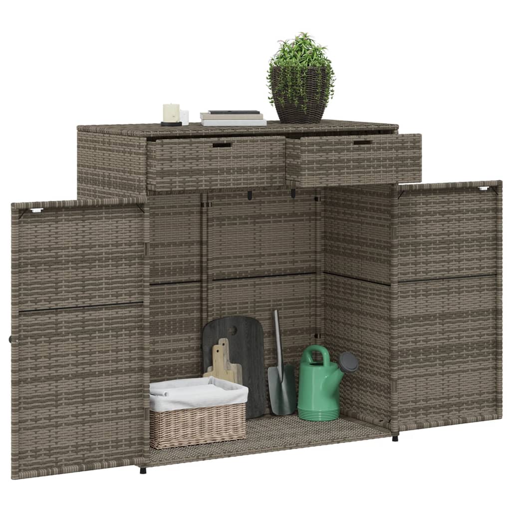 Armadietto Portaoggetti Giardino Grigio 105x55x113cm Polyrattan 365565