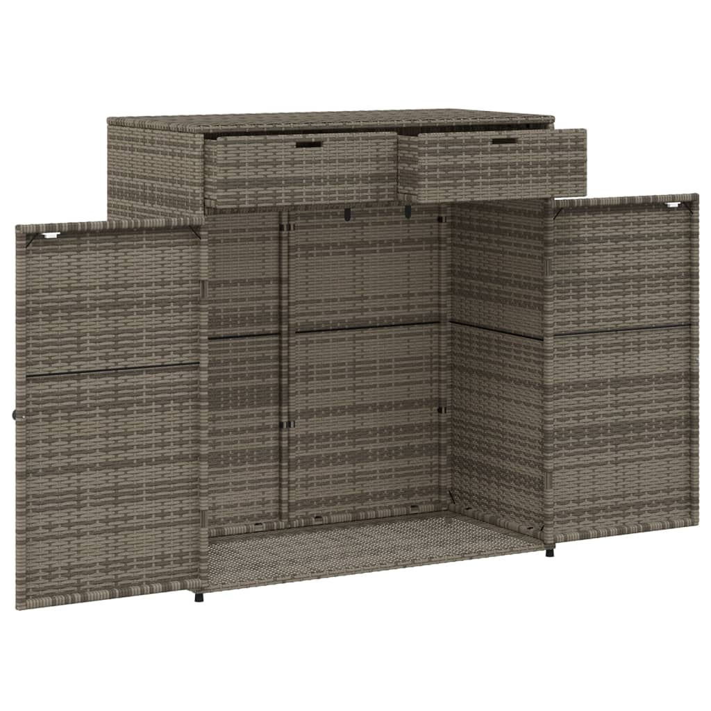 Armadietto Portaoggetti Giardino Grigio 105x55x113cm Polyrattan 365565