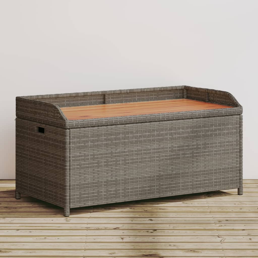 Panca Portaoggetti Giardino Grigia 100x50x52 Polyrattan Acaciacod mxl 89635