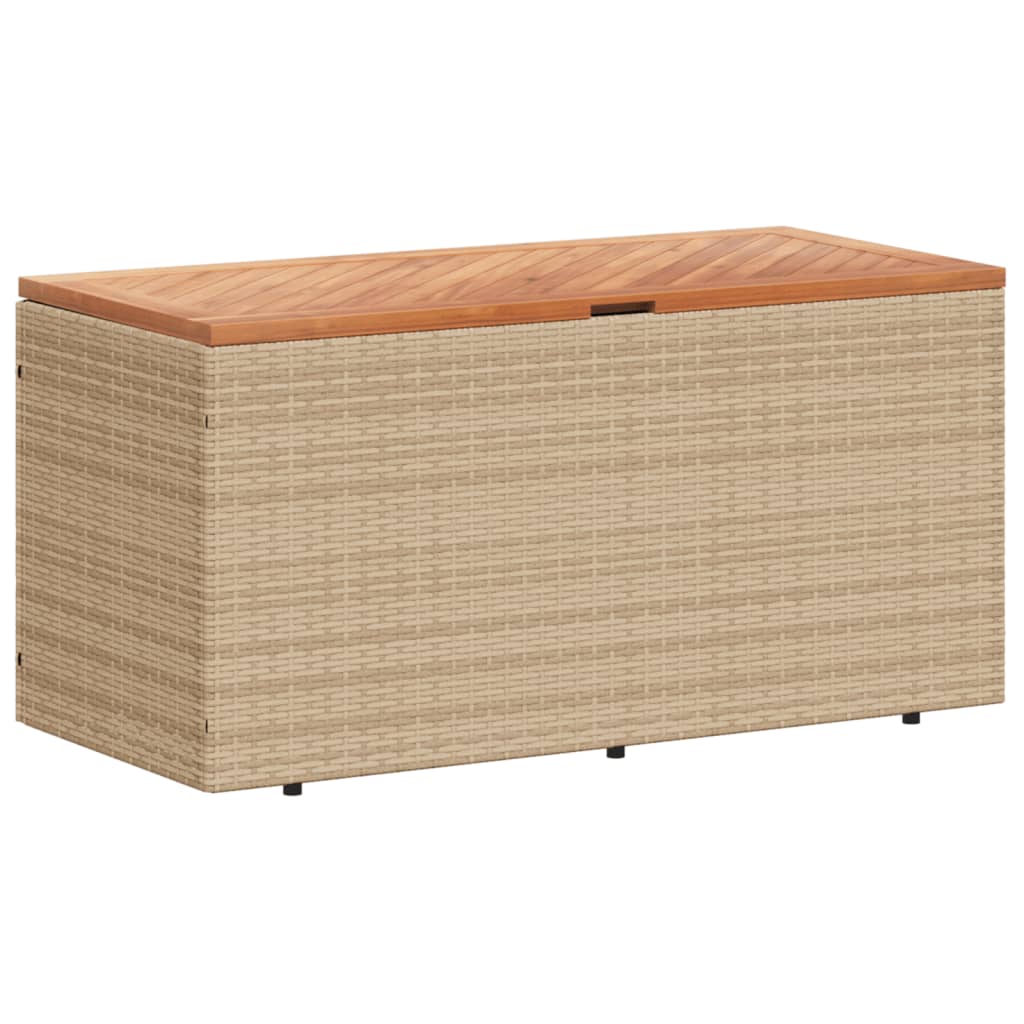 Contenitore da Giardino Beige 110x50x54 cm Polyrattan e Acacia 365957