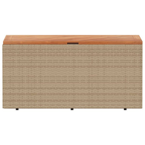 Contenitore da Giardino Beige 110x50x54 cm Polyrattan e Acacia 365957