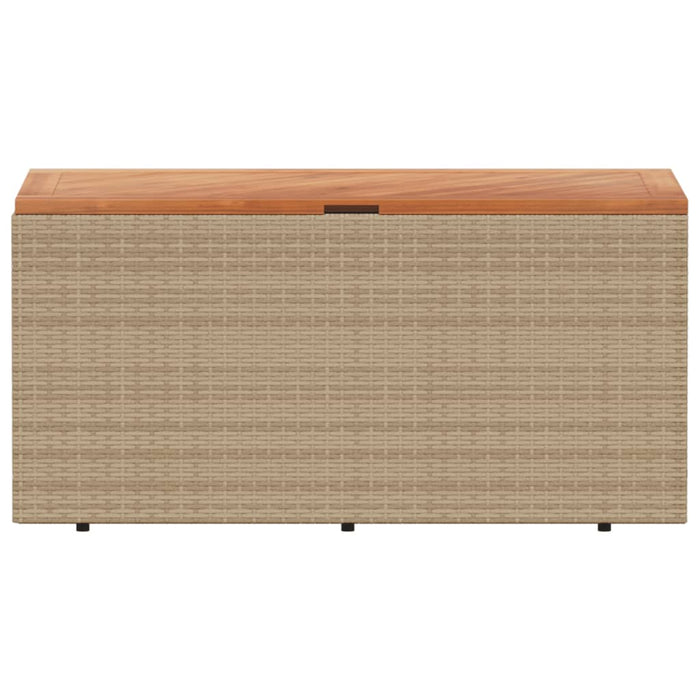 Contenitore da Giardino Beige 110x50x54 cm Polyrattan e Acacia 365957