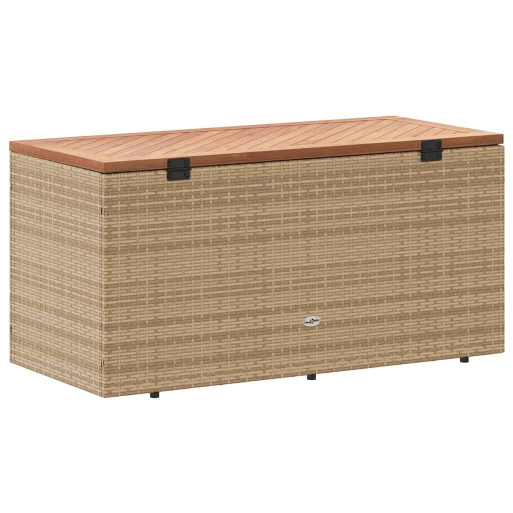 Contenitore da Giardino Beige 110x50x54 cm Polyrattan e Acacia 365957