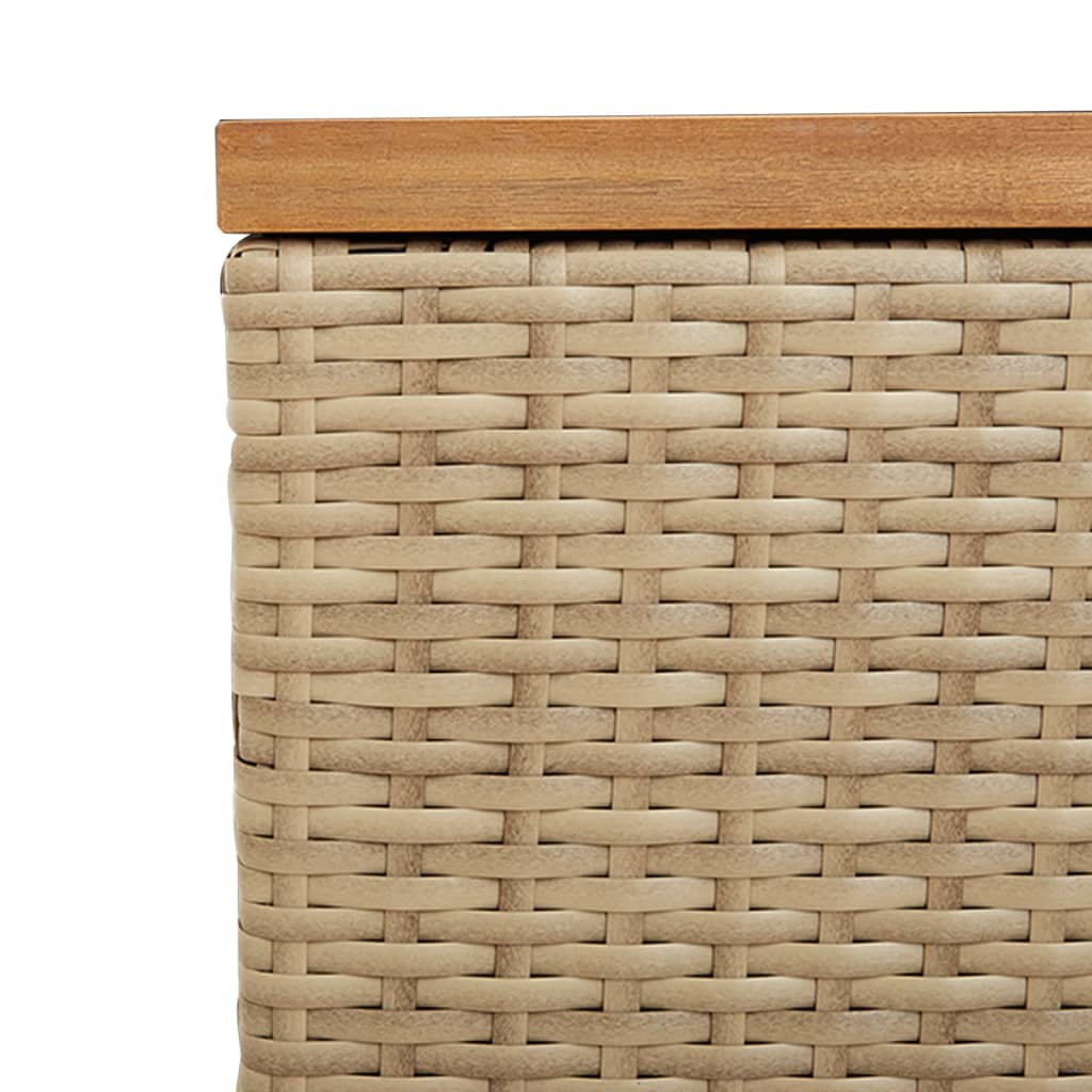 Contenitore da Giardino Beige 110x50x54 cm Polyrattan e Acacia 365957