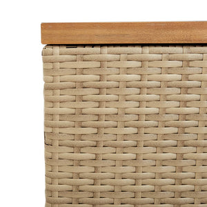 Contenitore da Giardino Beige 110x50x54 cm Polyrattan e Acacia 365957