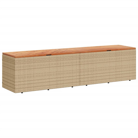 Contenitore da Giardino Beige 220x50x54 cm Polyrattan e Acacia 365960