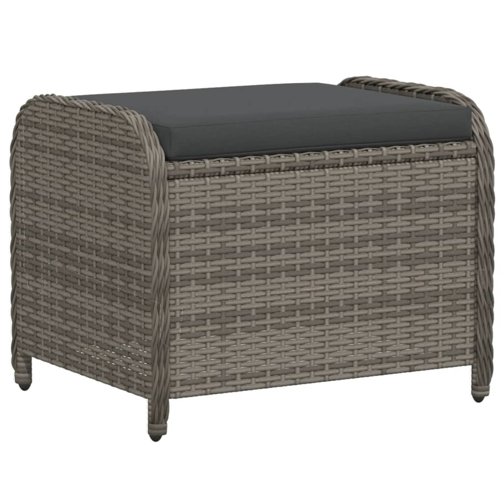 Sgabello Giardino con Cuscino Grigio 58x46x46 cm in Polyrattan 365734