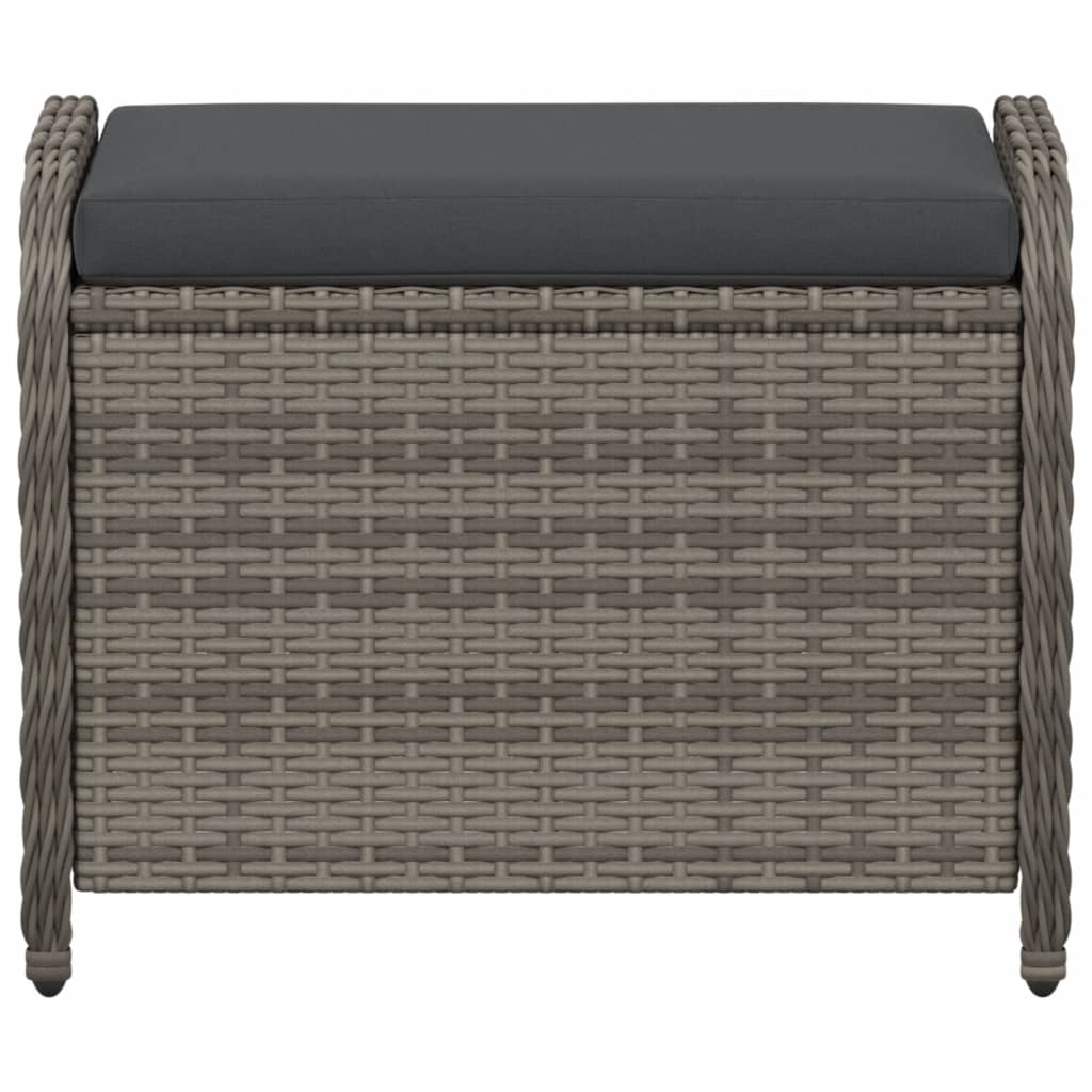 Sgabello Giardino con Cuscino Grigio 58x46x46 cm in Polyrattan 365734