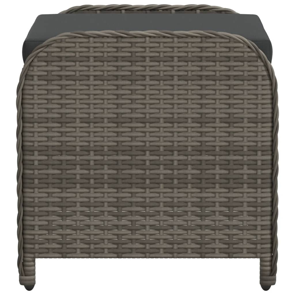 Sgabello Giardino con Cuscino Grigio 58x46x46 cm in Polyrattan 365734