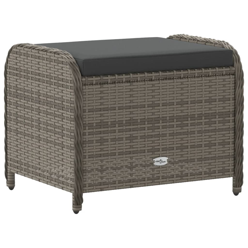 Sgabello Giardino con Cuscino Grigio 58x46x46 cm in Polyrattan 365734