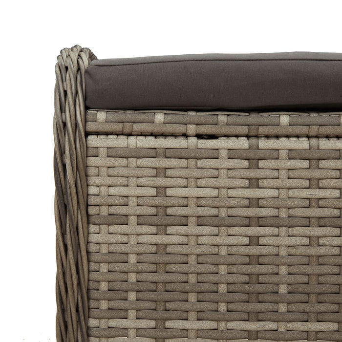 Sgabello Giardino con Cuscino Grigio 58x46x46 cm in Polyrattan 365734