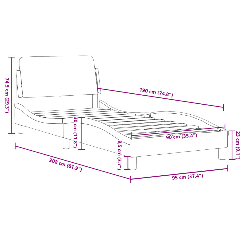 Giroletto con Testiera Rosa 90x190 cm in Velluto 373097