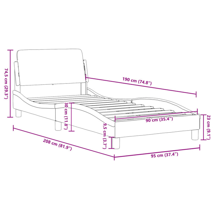 Giroletto con Testiera Rosa 90x190 cm in Velluto 373097