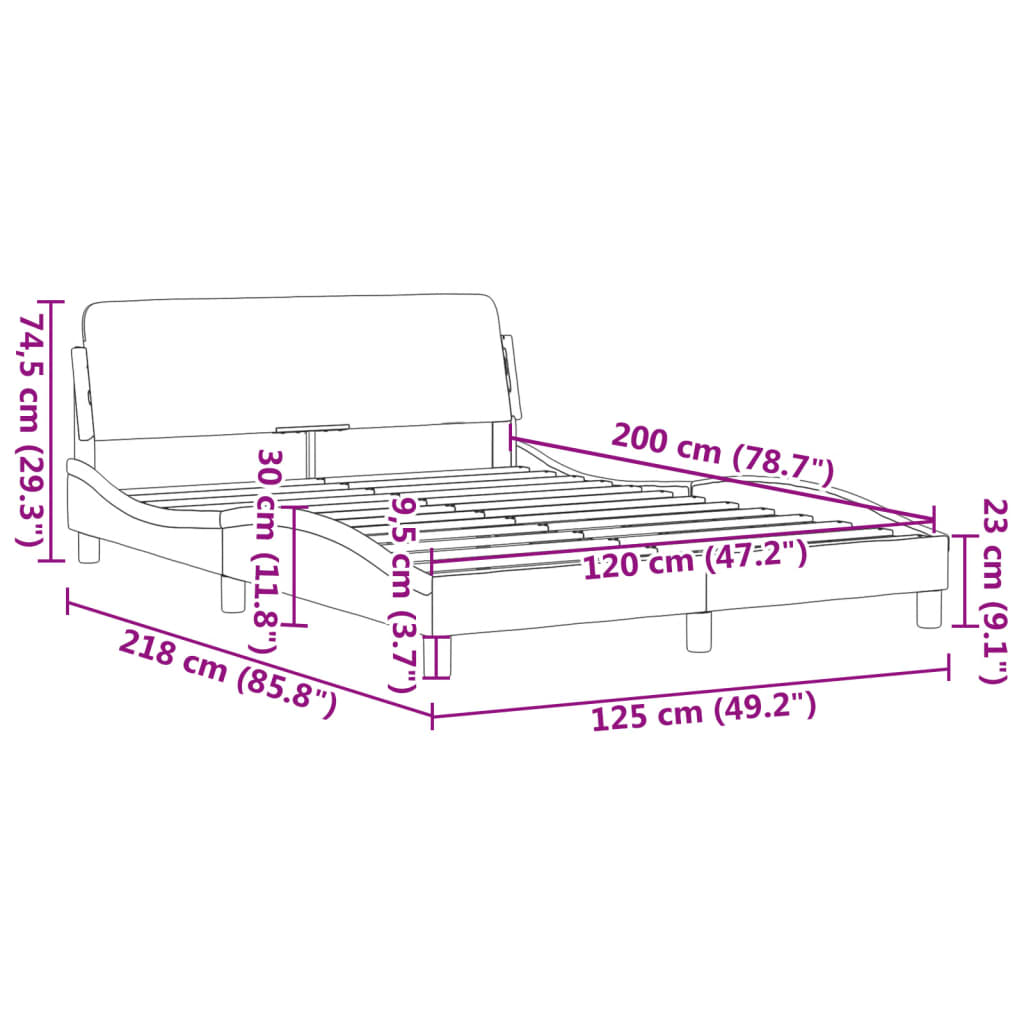 Giroletto con Testiera Marrone Scuro 120x200 cm in Tessuto 373148