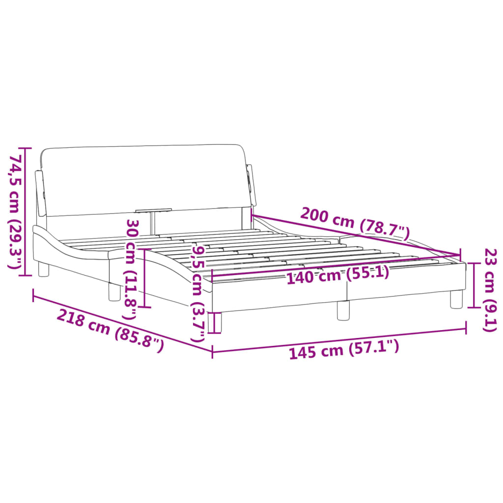 Giroletto con Testiera Blu 140x200 cm in Tessuto 373191