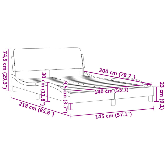 Giroletto con Testiera Bianco 140x200 cm in Similpelle 373199