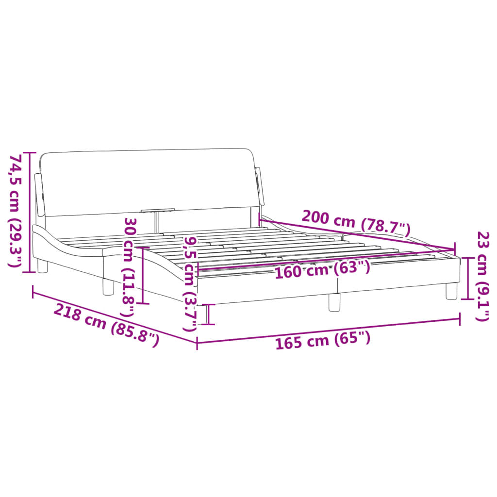 Giroletto senza Materasso Grigio Scuro 160x200 cm Velluto 373213