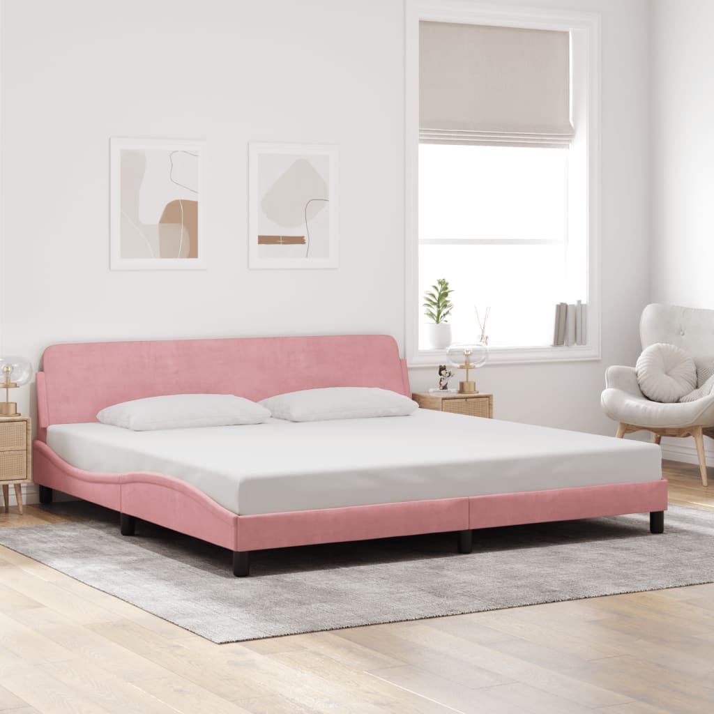 Giroletto con Testiera Rosa 200x200 cm in Velluto 373257