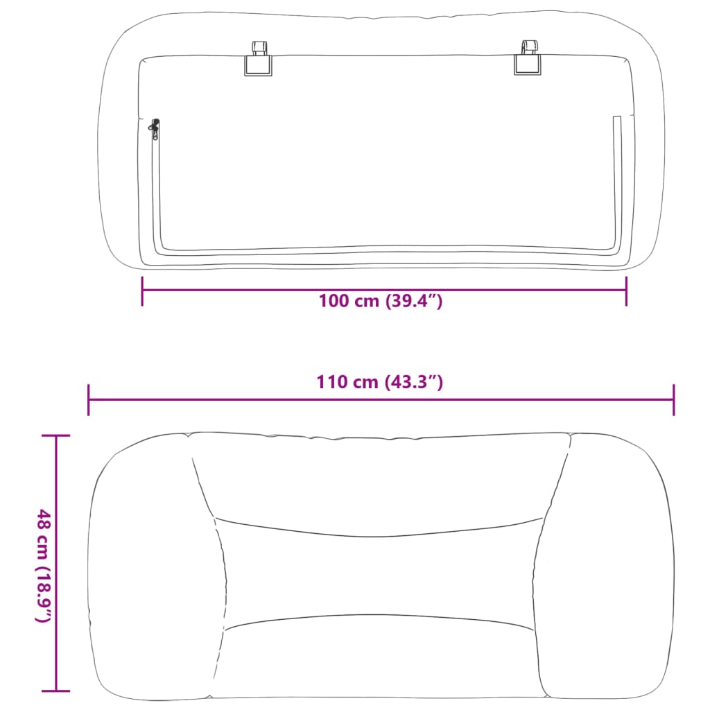 Cuscino Testiera Marrone Scuro 100 cm in Tessuto 374552